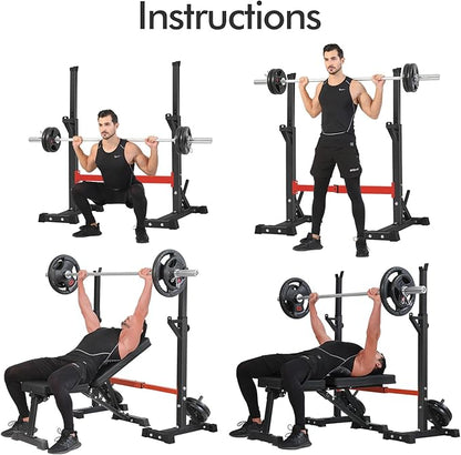 BangTong&Li Squat Rack Stand,Barbell Rack,Bench Press Rack Stand Home Gym Adjustable Weight Rack 550Lbs