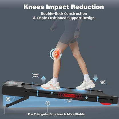 Walking Pad Treadmill with 12% 9-Level Auto Incline, 450 lbs Capacity and RGB LED Screen Under Desk Treadmill with Hiking Mode, Compact Treadmills for Home Small/Office