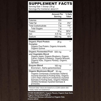 SOTRU Organic Vegan Protein Powder - Whole Food, Plant Based Protein Powder with Green Superfoods, Enzymes & Probiotics - USDA Certified Organic, Non-GMO, Gluten-Free - Vanilla 18.5 oz, 21 Servings