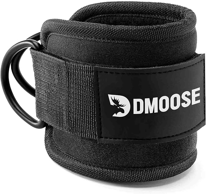 DMoose Fitness Ankle Straps for Cable Machines - One Size Fit with Premium Padding, Glute Kickback Ankle Strap for Women & Men, Cable Attachments for Gym, Booty Workouts, Leg Extension & Hip Abductors