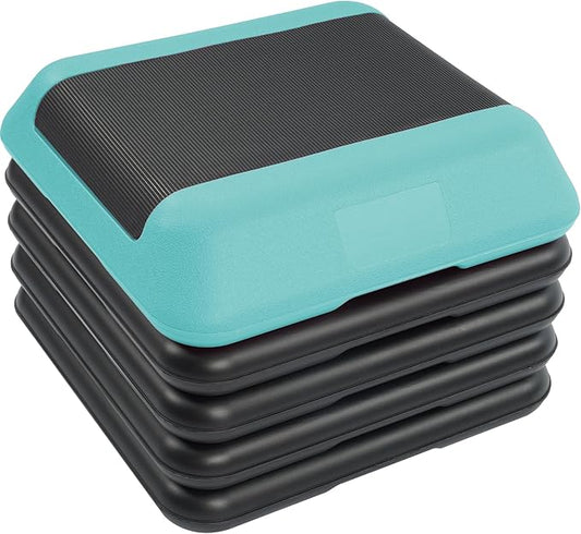 Step Aerobic Platform, Exercise Step with 5 levels Adjustable Height, 4 Stackable Risers, Fitness Training Workout Stepper for Home Gym, Cardio Strength, Multiple Options
