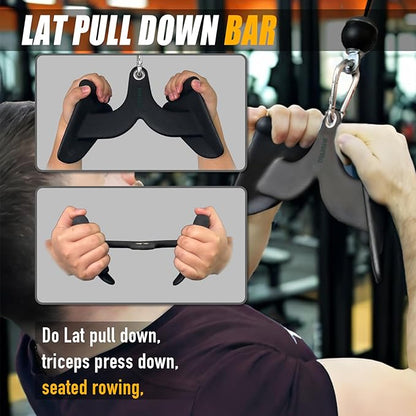 Home Gym Fitness Rowing T-bar V-bar Pulley Cable Machine Attachments, Bicep Curl Tricep Lat pulldown Bar Back Strength Training Handle Grips Lat Pull Down Bar Press Down Exercises