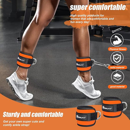 Ankle Strap for Cable Machine, Gym Ankle Cuff for Kickbacks, Leg Extensions, Glute Workouts, Booty Hip Abductors Exercise for Women and Men
