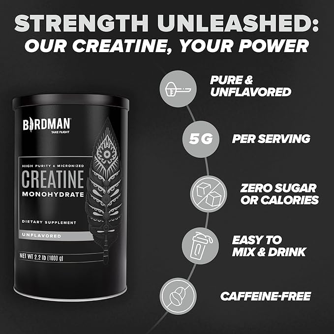 BIRDMAN Micronized Creatine Monohydrate Powder 80 Servings (5 Grams 0.8lb