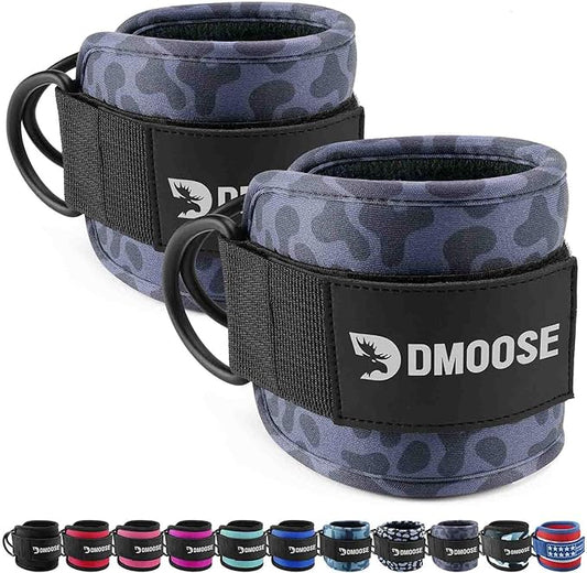 DMoose Fitness Ankle Straps for Cable Machines - One Size Fit with Premium Padding, Glute Kickback Ankle Strap for Women & Men, Cable Attachments for Gym, Booty Workouts, Leg Extension & Hip Abductors