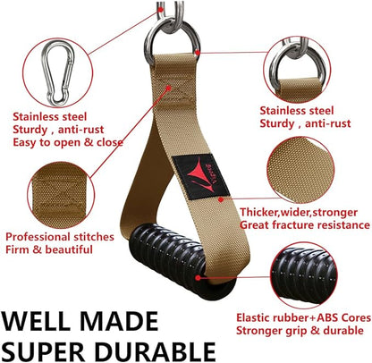 Heavy Duty Gym Exercise Handles Attachment for Cable Machine,Resistance Band,Pulley System Home Fitness Workout Equipment, with Elastic Rubber Grip and 2 Large Carabiners