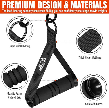Heavy Duty Exercise Handles, Gym Handles for Cable Machine Attachment, Grip Gym Equipment, Resistance Bands, and Weight Lifting (Set of 2)