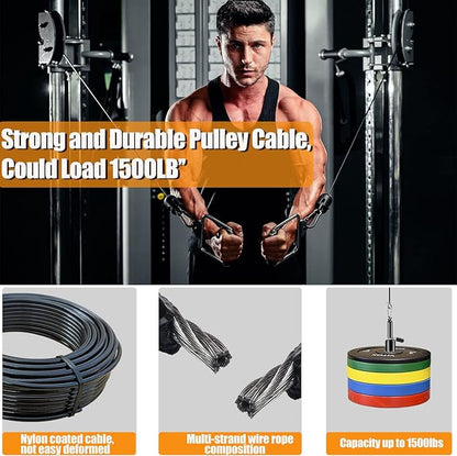 KORIKAHM Replacement Cables for Home Gym, 65.6/98.4 Ft Fitness Pulley Cable, 5mm TPU Coated Weight Machine Steel Cable Replacement for Pulley System Gym