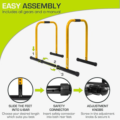 ProsourceFit Power Dip Station Adjustable Height Upper Body Equipment for Home Gym