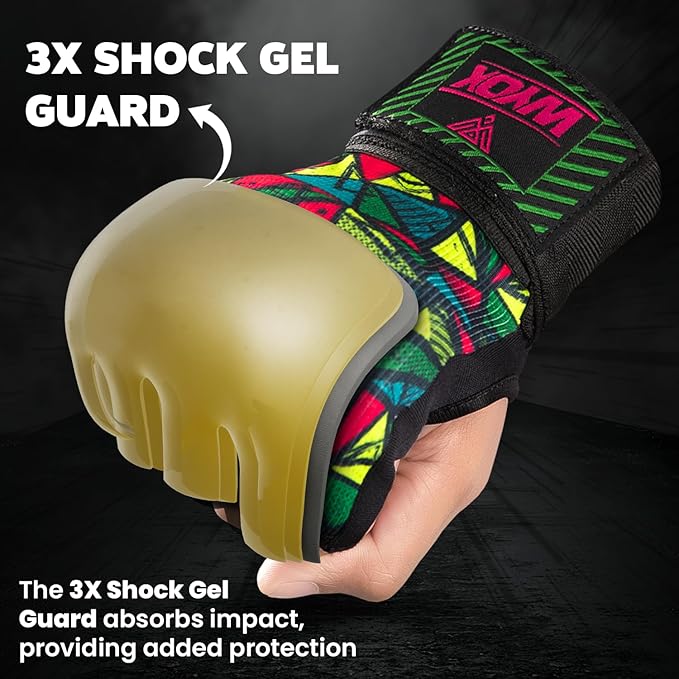 WYOX Gel Boxing Hand Wraps Inner Gloves for Men & Women, 80cm Quick Wrist Straps, Padded Knuckle Protection for Muay Thai Kickboxing, Hand Wraps for Boxing & Martial Arts