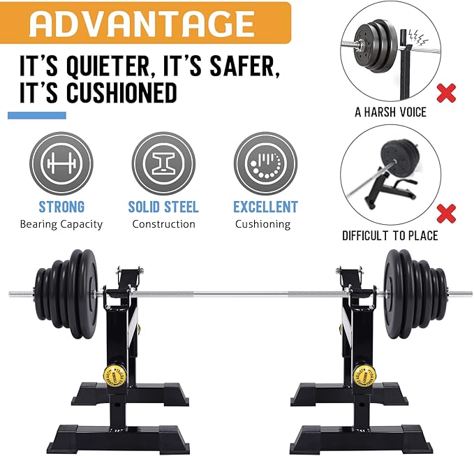 Deadlift Jack Barbell Stand, Barbell Rack, Barbell Buffer Frame, Carbon Steel Barbell Jack, Easily Load and Unload 800lb Barbell Plates for Deadlift Exercise & Weight Training (Black)