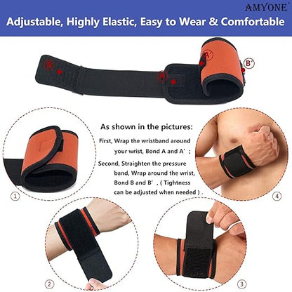Wrist Brace, 2 PACK Wrist Wraps for Carpal Tunnel for Women, Highly Elastic Wrist Compression Support for Yoga/Night Sleep/Fitness/Sports/Pain Relief/Weightlifting, Adjustable Wrist Sweat Bands-Orange