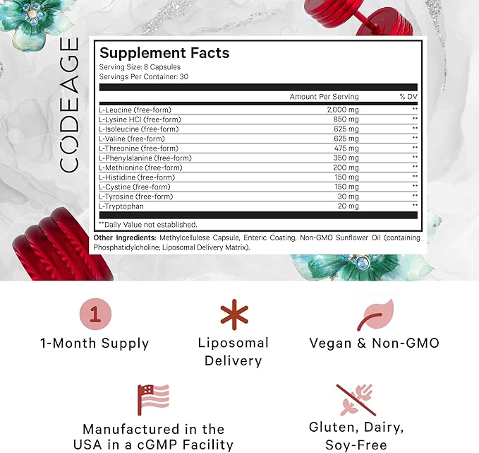 Codeage Multi Amino+ BCAA & EAA Supplement, All 9 Essential Amino Acids, Free-Form Branched-Chain Amino Acid Pills, Sport Supplement, Pre & Post Workout, Liposomal Delivery, Vegan, 240 Capsules