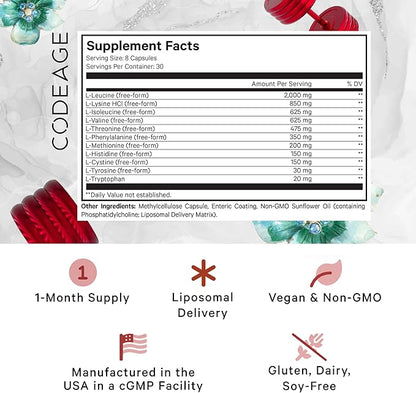 Codeage Multi Amino+ BCAA & EAA Supplement, All 9 Essential Amino Acids, Free-Form Branched-Chain Amino Acid Pills, Sport Supplement, Pre & Post Workout, Liposomal Delivery, Vegan, 240 Capsules