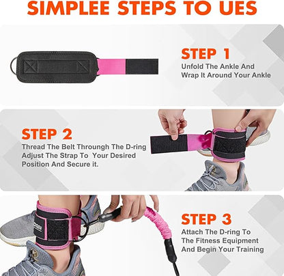 Ankle Resistance Bands with Cuffs, Ankle Bands for Working Out, Glutes Workout Equipment, Butt Exercise Equipment for Kickbacks Hip Fitness Training, Legs Resistance Bands for Women & Men