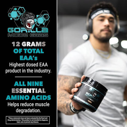 Gorilla Mode EAAs - Essential Amino Acids to Support Muscle Building, Enhanced Recovery, and Protein Synthesis/Use Before, During, or After Your Workout / 453 Grams (Jungle Juice)