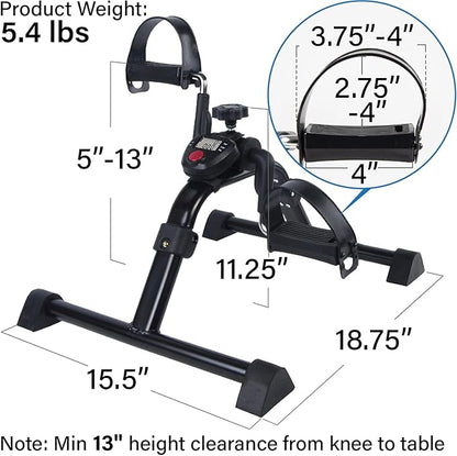 Vaunn Desk Bike Pedal Exerciser with Electronic Display for Indoor Physical Therapy