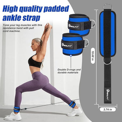 Ankle Strap for Cable Machine, Gym Ankle Cuff for Kickbacks, Leg Extensions, Glute Workouts, Booty Hip Abductors Exercise for Women and Men