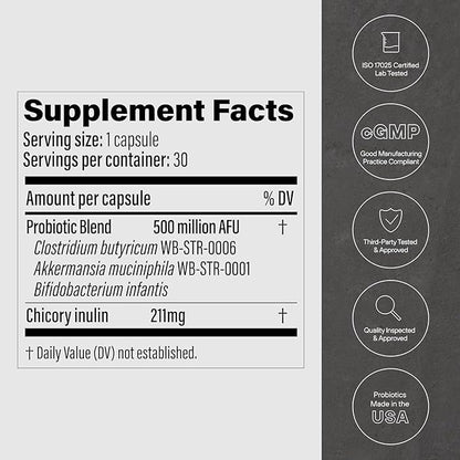 60 PCS GLP-1 Probiotic - AFU Multi-Strain Probiotic + Prebiotic, Naturally Support GLP-1 Production & Curb Appetite, Delayed Release, Third-Party Tested, for Men & Women (60 Capsules, 1-Pack)-T52
