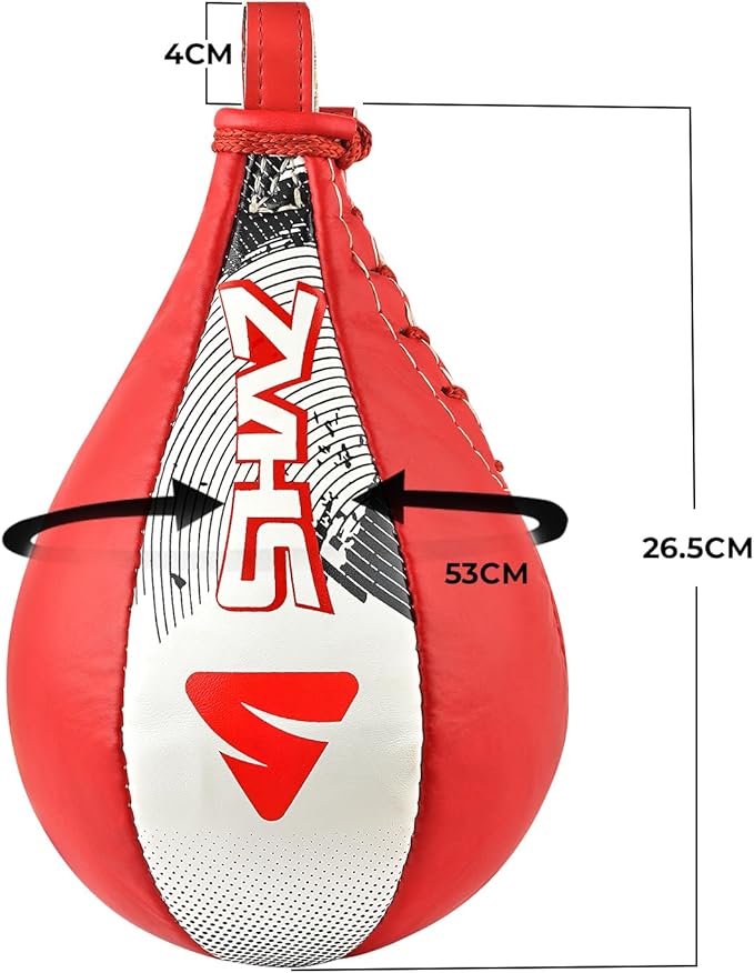 SHAZ Skin-Tec Leather Boxing Speed Bag with Swivel Punching Training Speedbag MMA Muay Thai Punch Speed Ball with Hanging Swivel Mount Dodge Striking Speedball
