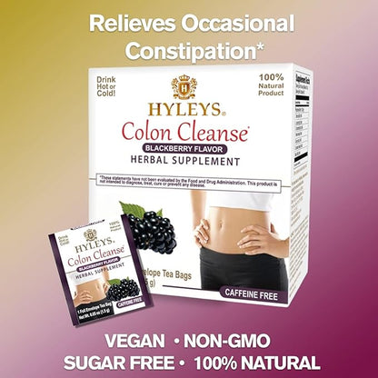 Hyleys Colon Cleanse Tea Blackberry Flavor - 50 Tea Bags (6 Pack - 300 Tea Bags Total)