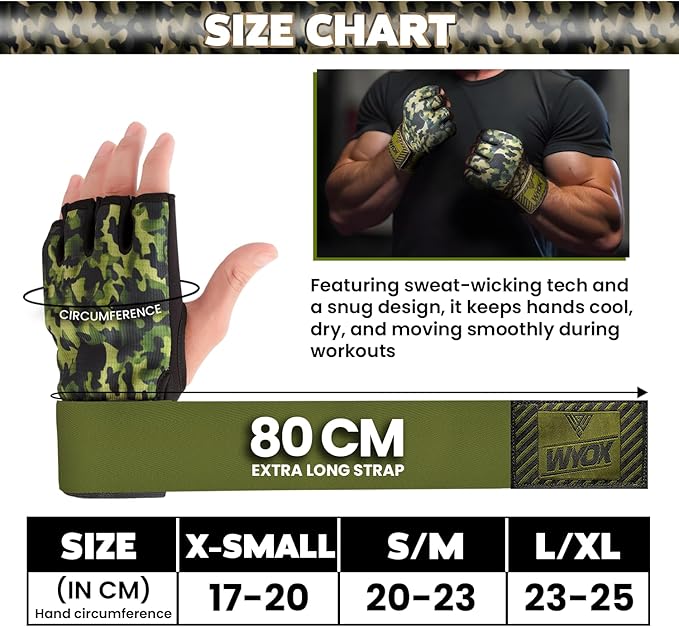 WYOX Gel Boxing Hand Wraps Inner Gloves for Men & Women, 80cm Quick Wrist Straps, Padded Knuckle Protection for Muay Thai Kickboxing, Hand Wraps for Boxing & Martial Arts
