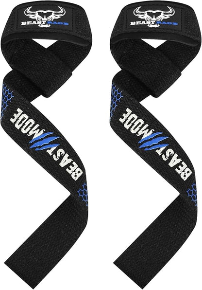 BEAST RAGE Lifting Straps for Weightlifting, Weight Lifting Straps Gym Power Workouts Lifting Wrist Straps Padded Cotton Men Women Support Lifters Deadlift Straps Hard Pull Exercise Straps