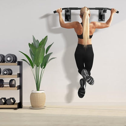 Goplus Wall Mounted Pull Up Bar 3 Grip 440 LBS