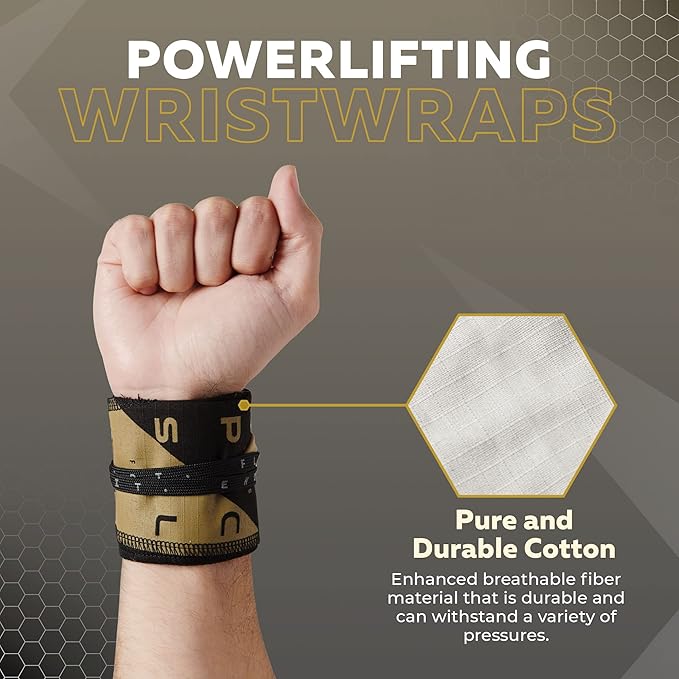 PICSIL Adjustable Wrist Support, Premium Fabric Weightlifting and Yoga Sweat Bands for Gym, for Women and Men, 1 Pair