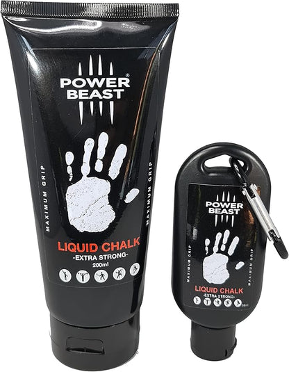 POWER BEAST Liquid Chalk, 2 Bottles Combo of 200 + 50 ML, Liquid Sports Chalk, Free Professional Hand Grip for Gym, Weightlifting, Rock Climbing, Gymnastics, Crossfit, Powerlifting, Pole Dance.