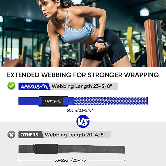 APEXUP Weight Lifting Straps for Weightlifting, Lifting Wrist Straps Gym, Deadlift Straps, Anti Slip Silicone and Neoprene Padded Weightlifting Straps Men Women Powerlifting, Strength Training