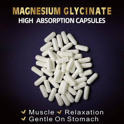 Magnesium Glycinate 400 MG per Serving 100% Chelated for High Absorption, Gentle On Stomach, Non-GMO, 90 Vegetarian Capsules.