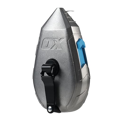 OX Tools Contractor 100ft Chalk Line Tool Aluminum Construction Steel Crank & 1:1 Gear Ratio and Cotton and Nylon Basic Fine Line Marking Tool Professional Grade Chalk Box OX-T630501
