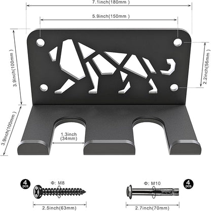 Kipika Versatile Wall Mounted Barbell Holder with Hooks Storage Rack for Barbell Bars Holds Under 33mm Bar Size and Fitness Accessories Space-Efficient Gym Organization for Home & Commercial Use