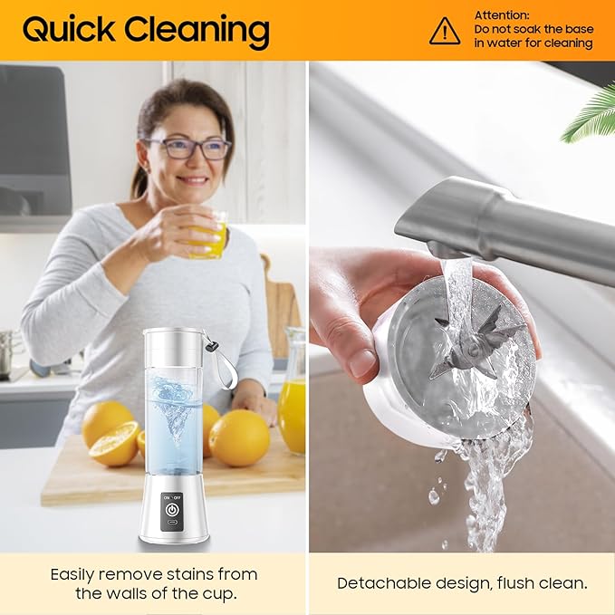 Portable Personal Size Mini Blender - 2025 Upgraded Cordless Blender for Smoothies & Shakes, Type-C Rechargeable, 380Ml Traveling BAP Free Juicer Cup for Sports/Travel/Home, 20000Rpm/Min Speed