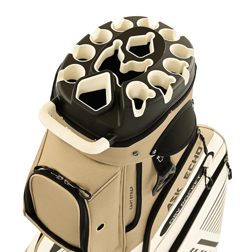 ASK ECHO 2024 T-Lock Golf Cart Bag with 14 Way Organizer Divider Top, Premium Cart Bag with Handles and Rain Cover, for Men