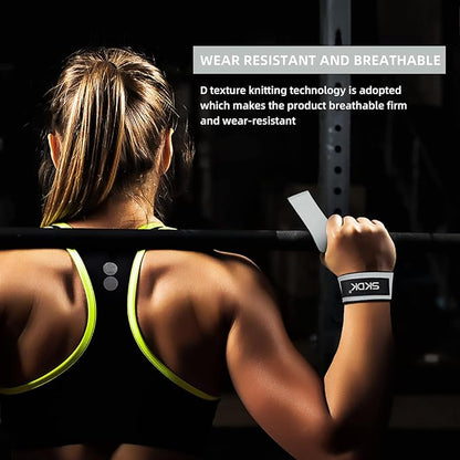 SKDK Cotton Hard Pull Wrist Lifting Straps Grips Band-Deadlift Straps with Neoprene Cushioned Wrist Padded and Anti-Skid Silicone - for Weightlifting, Bodybuilding, Xfit, Strength Training