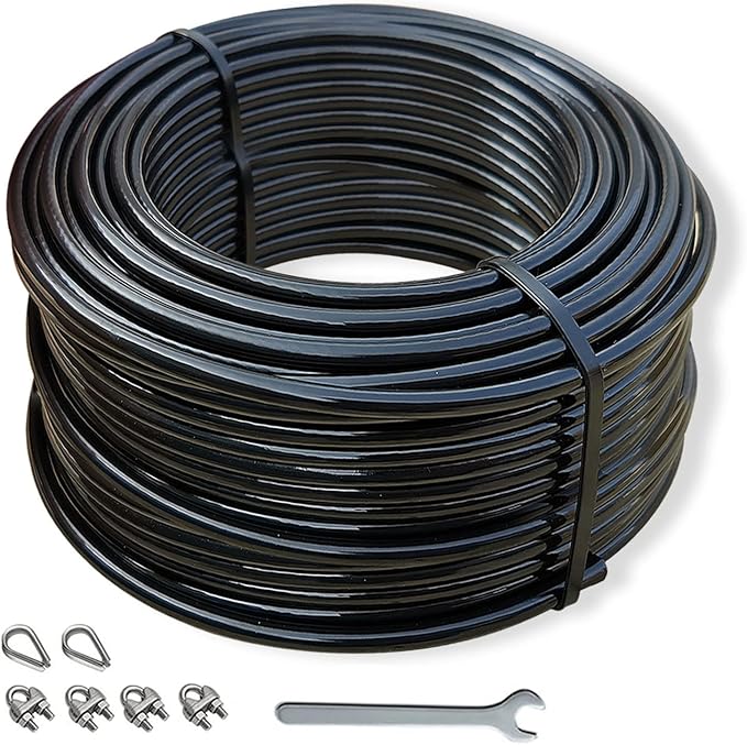 KORIKAHM Replacement Cables for Home Gym, 65.6/98.4 Ft Fitness Pulley Cable, 5mm TPU Coated Weight Machine Steel Cable Replacement for Pulley System Gym
