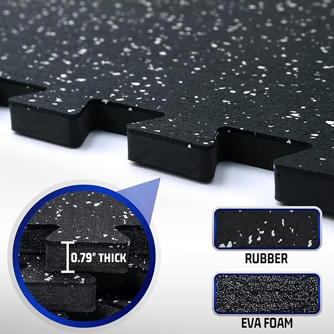 SUPERJARE 0.79 Inch Gym Flooring for Home Gym 6 Tiles