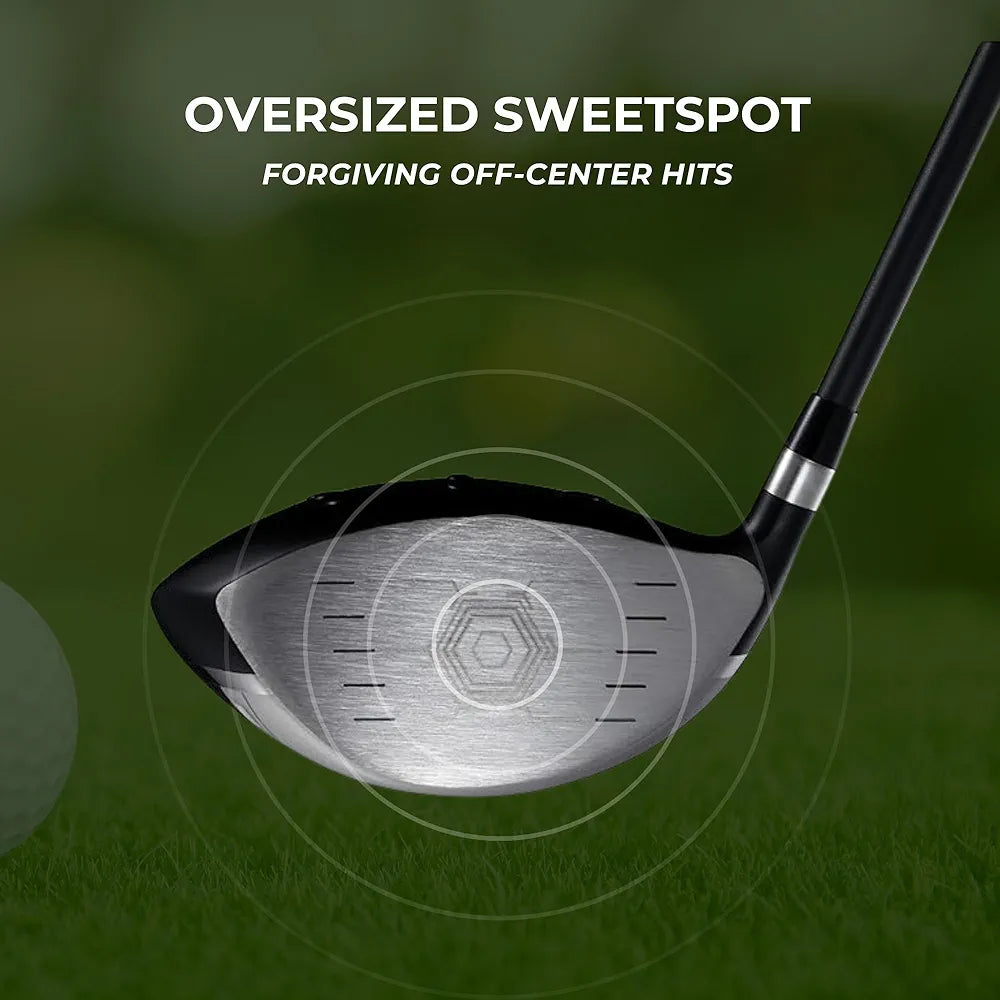 Speed Titanium Driver Golf Club, 10°, 11.5°, 12.5° Loft , Ultra Lightweight Graphite Shaft, Oversized Sweet Spot, Aerodynamic Design, USGA Conforming Mens Golf Driver + Deluxe Headcover