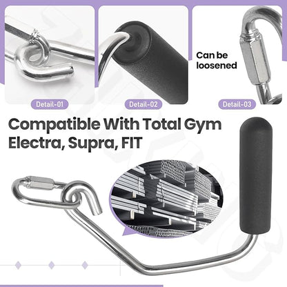 Open Ended Chrome Grip Handles for Tot-al Gym Home Workout Machines 2000, 2200, 2500, 3000, 3000XL, XL, XLS - Total Gym Accessories Compatible with Supra, Electra, FIT, Black