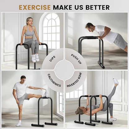 Sportsroyals Dip Bar, Adjustable Dip Stands Station for Home, Functional Heavy Duty Parallette Bars for Upper Body Workout (400/1200LBS Loading Capacity, 2025 New Version)