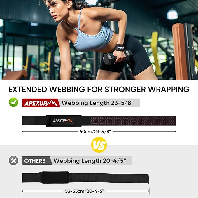 APEXUP Weight Lifting Straps for Weightlifting, Lifting Wrist Straps Gym, Deadlift Straps, Anti Slip Silicone and Neoprene Padded Weightlifting Straps Men Women Powerlifting, Strength Training
