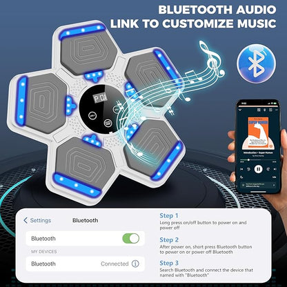 2025 Music Boxing Machine for Adults and Kids, Smart Bluetooth Boxing Training Equipment with Gloves Wall Mounted, Workout Punching Machine for Home,Office and Gym