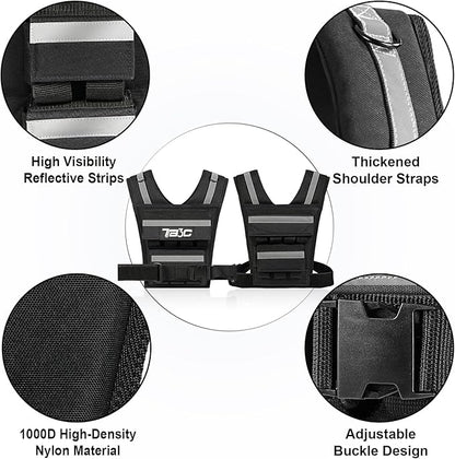 Adjustable Weighted Vest Men 19lbs/ 30lbs/ 40lbs Weights with Reflective Stripe, Weight Vest Woman Workout Vest for Crossfit, Calisthenics, Running & Walking.