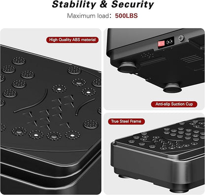 soges Vibration Plate Exercise Machine with Resistance Bands, Vibrating Plate for Lymphatic Drainage, Whole Body Vibrate Equipment, Home Fitness Workout Weight Loss Sports