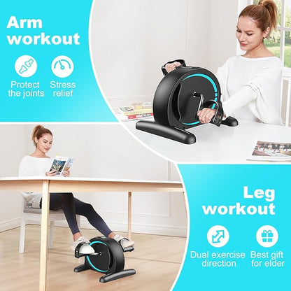 FEIERDUN Mini Exercise Bike, Under Desk Bike Pedal Exerciser for Arm/Leg Exercise
