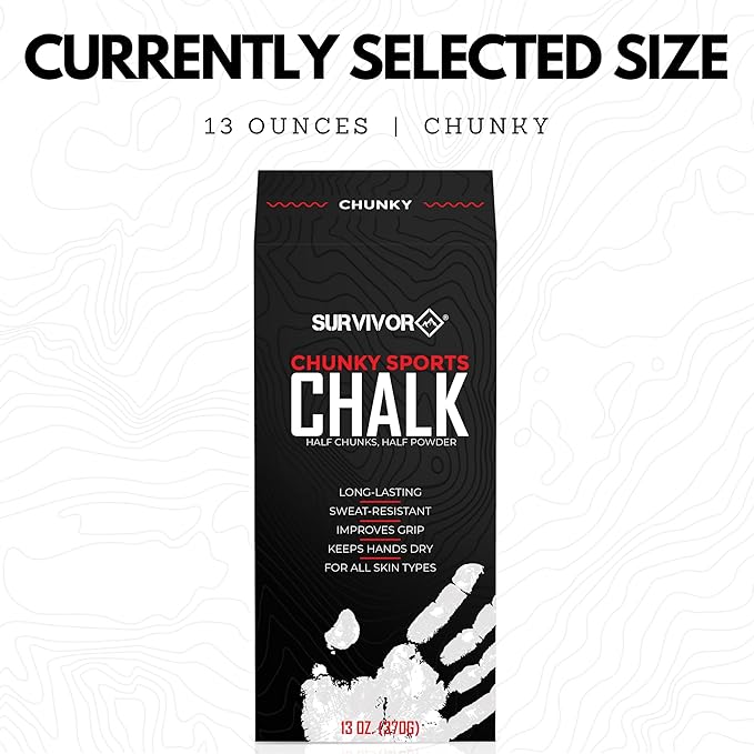 SURVIVOR Gym Chalk - Climbing Chalk, Lifting Chalk, Gymnastics Chalk - Pure Magnesium Carbonate Hand Chalk Powder, Weightlifting Chalk Gym - Rock Climbing Chalk for Weights