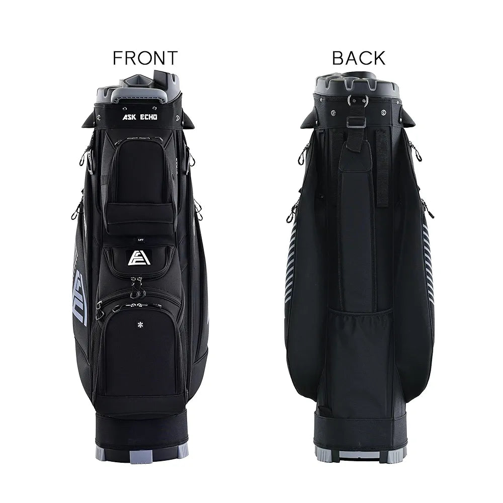 ASK ECHO 2024 T-Lock Golf Cart Bag with 14 Way Organizer Divider Top, Premium Cart Bag with Handles and Rain Cover, for Men