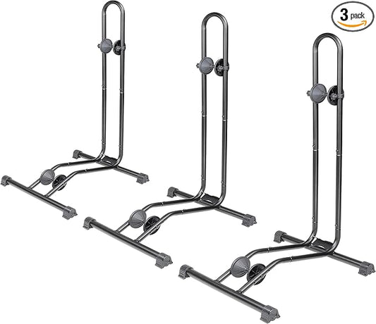 BikeHand Bike Floor Stand Parking Rack Stand - for 24"-29" Mountain MTB & Road Bikes Bicycles Indoor Outdoor Garage Storage - Classic New Version for 3 Bikes